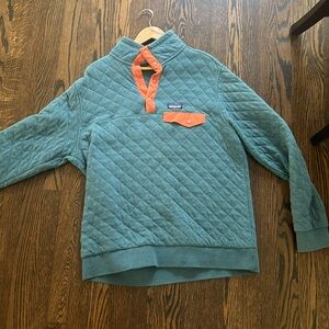 Teal and orange patagonia button sweatshirt